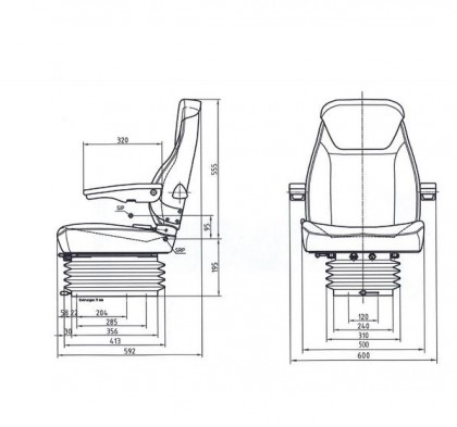 Scaun material textil cu suspensie pe aer cu compressor