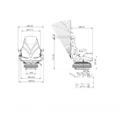 Scaun material textil cu suspensie pe aer cu compressor