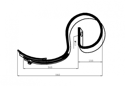 Dinte arc cultivator cu brazdar 45x10x560mm