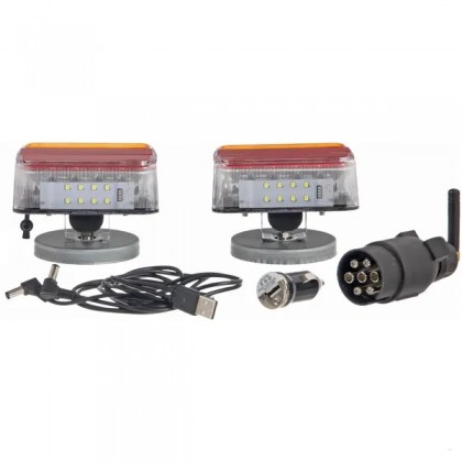 Set lampi magnetice fara fir LED patrate 12V baterii Li-ion 106x98mm 7 poli