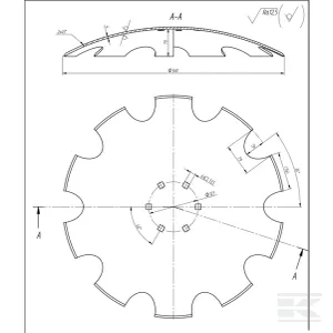 Taler disc crestat 560mm 6 orificii