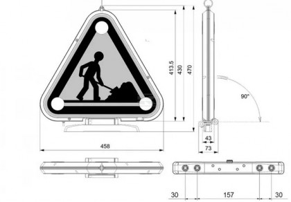 Triunghi LED cu avertizare lucrari trafic