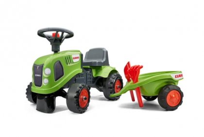 Tractor de jucărie Baby Claas cu remorcă, furcă și lopată