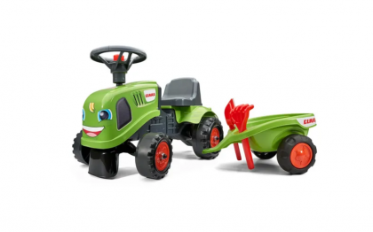 Tractor de jucărie Baby Claas cu remorcă, furcă și lopată