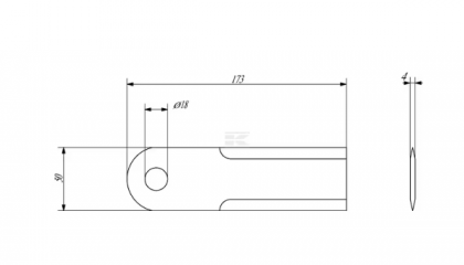 Cuțit rotativ tocător neted 173x50x4mm diametru 18mm