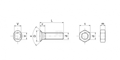 CP504P025 Șurub plug cap conic cu piuliță M10x40mm grupa 6.8 Kramp