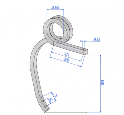 CP356002 Pigtail tine 35x35x600 RH