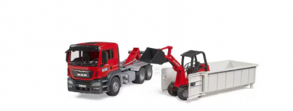 U03767 MAN TGS Camion cu container basculabil și încărcător SchäfferCompact 2630