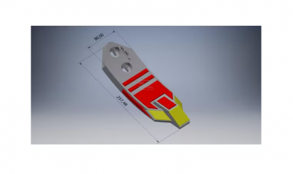 H2212540CN Brăzdar cultivator 246x80x20mm întărit curbat 2 orificii potrivit pentru Kuhn