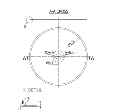 G13825091RN Taler disc neted 373x3mm
