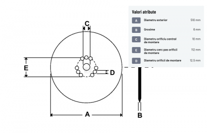 AC353952N Taler disc crestat 510x6,0mm