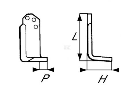 RB15454 Cuțit freză rotație dreapta 170x95x60mm grosime 6mm potrivit pentru Agria