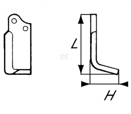 RB176790R Cuțit freză rotație dreapta 155x70x50mm grosime 5mm potrivit pentru Agria