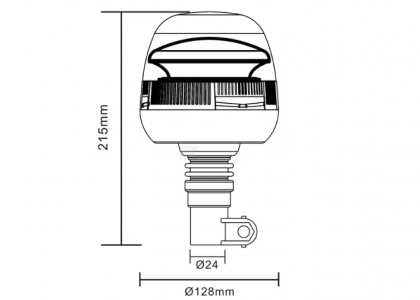 LA20020 Girofar de avertizare LED 24W 12-24V galben montaj pe stâlp flexibil diametru 128x215mm Kramp