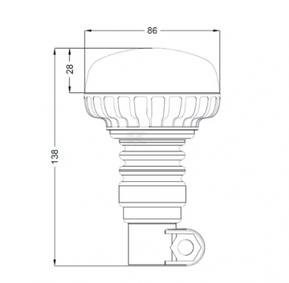 LA20092 Girofar LED, profil redus, 19W, 12-24V, chihlimbar, montare pe stâlp flexibil, Ø 86mm x138mm