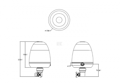 LA20095 Girofar LED, 20W, 12-24V,chihlimbar, flexibil, Ø 126mm x201mm