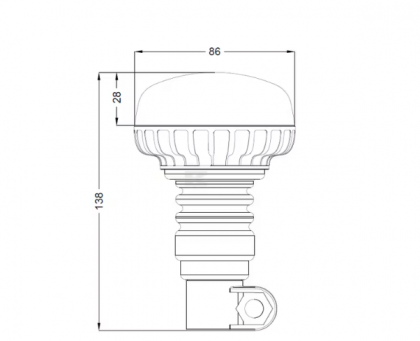 LA20092G Baliză LED, profil redus, 15W, 12-24V, verde, montare pe stâlp flexibil, Ø 86mm x138mm