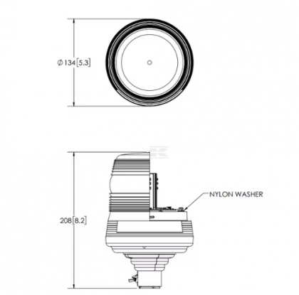 V11055ICAO Static flash LED beacon flexible DIN-Pole - Airport