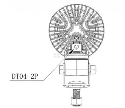 LA10551SP Lampă  - Reflector de lucru LED, 40W, 4000lm, rotundă, albă, 10/30V, 84x126x71,8mm, mufă AMP, rază spot, 4 LED-uri, 360 grade, Kramp