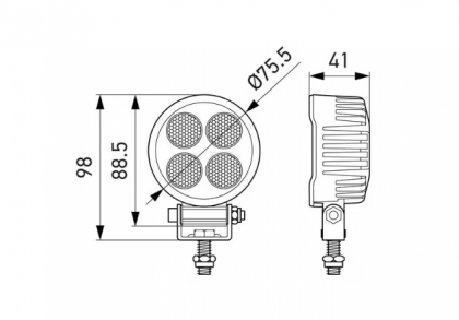 1G0357111002 Lampă  - Reflector de lucru rotundă 4 LED-uri 1700lm 12/24V ValueFit Hella