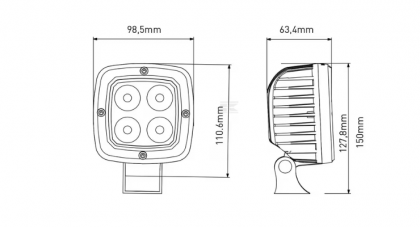 LA10044 Lampă  - Reflector de lucru LED 40W 4000lm pătrată 10-30V 98,5x63,4x98,5mm tip flood Kramp