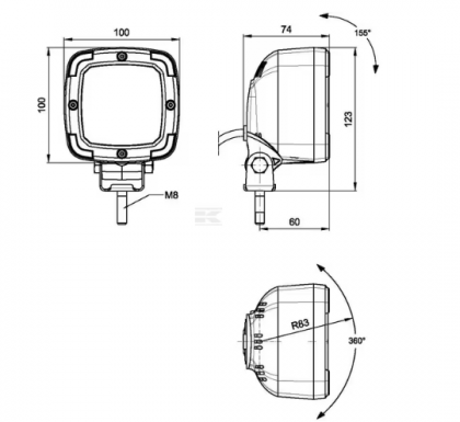 LA10099 Lampă  - Reflector de lucru 13.5W 1800lm, flux, cu conector Deutsch