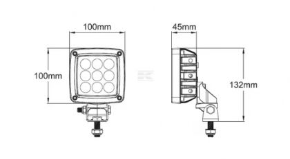 LA10555 Lampă  - Reflector de lucru LED 27W 3000lm dreptunghiulară 10/30V albă 100x100x81mm mufă Deutsch tip flood 9 LED-uri Kramp