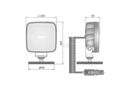 CRK2B5429002 Lampă  - Reflector de lucru LED cu comutator R23 22W 1600lm pătrată 12-24V 105x105x50mm flux larg Wesem
