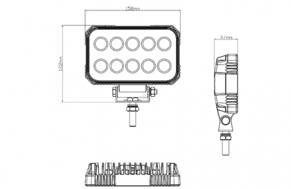 LA10022 Lampă  - Reflector de lucru LED 15W 1900lm dreptunghiulară 10/30V 150x37x100mm tip flood 10 LED-uri Kramp