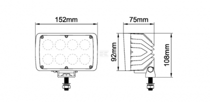 LA10414  Lampă  - Reflector de lucru LED 40W 4000lm dreptunghiulară albă 152x75x108mm mufă Deutsch Wide flood, 8 LED's, Kramp