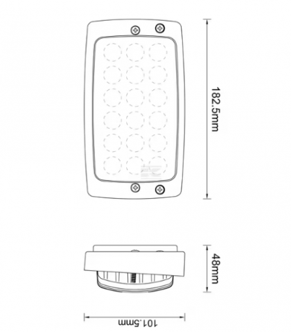 LA80300 Lampă  - Reflector de lucru LED 27W 3375lm dreptunghiulară 10-30V albă 182,5x48x101,5mm tip combo mufă AMP 18 LED-uri Kramp