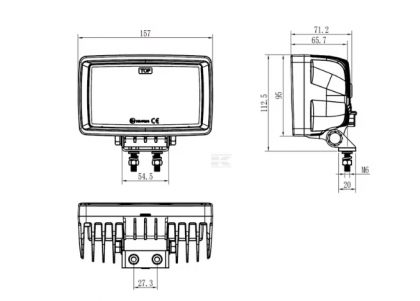 LA10630 Lampă - Reflector de lucru LED, 40W, 5600lm, dreptunghiulară, 12/24V, alb, 157x117x76.3mm, Flood, 12 LED-uri