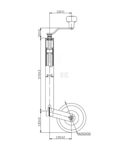 STR1620 Picior de sprijin cu roată 200x50mm
