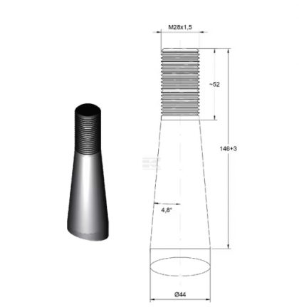 FT38 Dinte încărcător frontal M28x1100mm