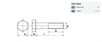 93118120109BP010 Șurub cap hexagonal M18x120mm grupa 10.9