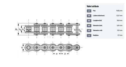 60AH1GPP005 Lanț cu role ASA 60H