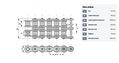 08B2GPP005 Lanț cu role 08B2