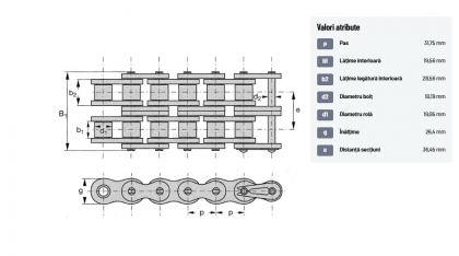 20B2GPP005 Lanț cu role 20B2