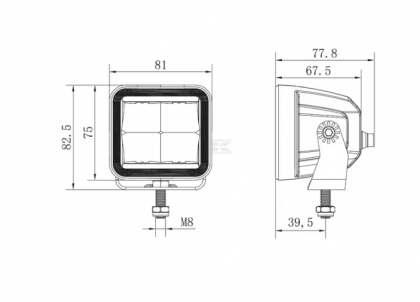 LA10608 Lampă de lucru indirectă cu LED-uri, 40W, 4800lm, pătrat, 12/24V, alb, 81x82.5x67.5mm mufă Deutsch, flux, 4 LED-uri