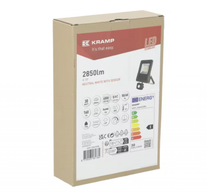 KRFL30840SBK LED Floodlight, 30W, 4000K Sensor